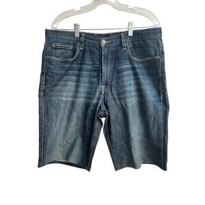 Men's Lucky Brand Dungarees Cut Off Distressed Jean Shorts Jorts Size: 34